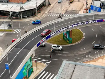 O Viaduto da Rodovia Mário Covas com a Avenida Três Corações, em Ananindeua